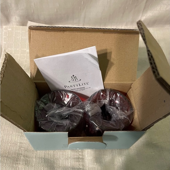 PartyLite Ruby Red Glass Taper Candle Holders - Picture 5 of 6